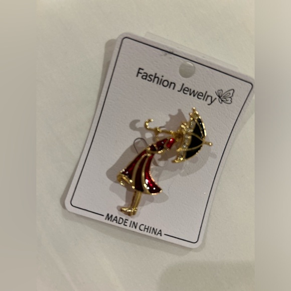 Fashion Brooch small girl with Umbrella. - Picture 2 of 3